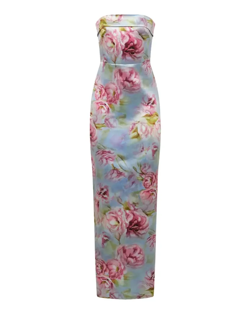 THEIA Schulterfreies Cleo Kleid mit Blumenprint - Blau Blau