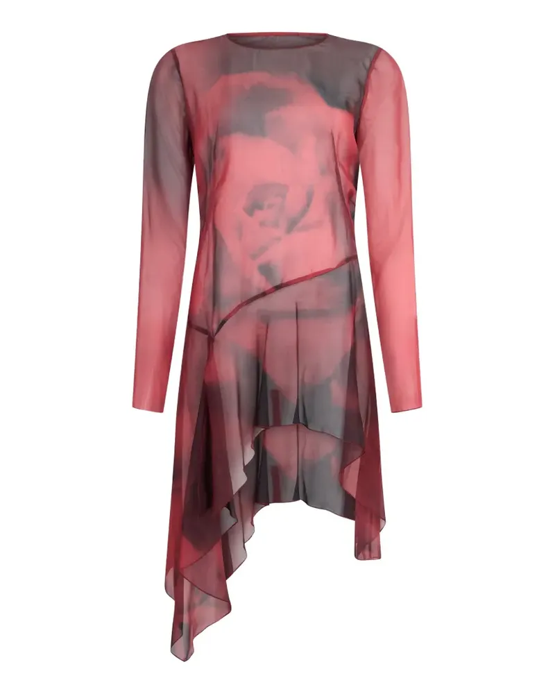 Alberta Ferretti Asymmetrisches Minikleid mit Blumenprint - Rot Rot