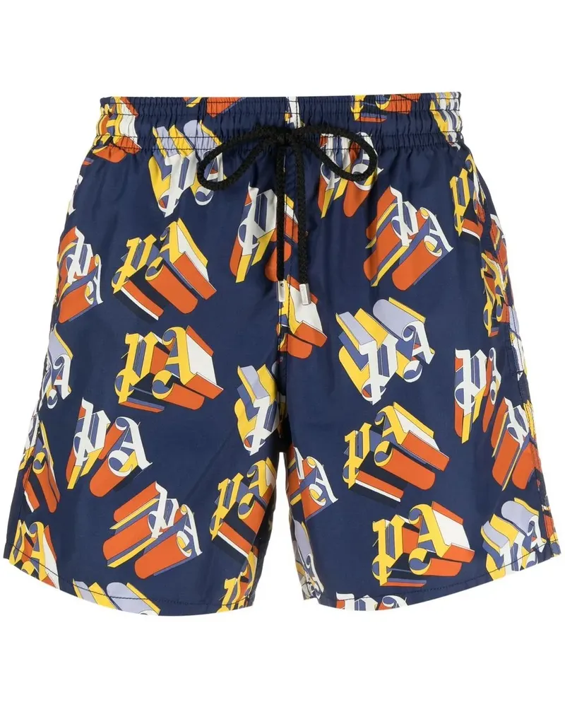 Palm Angels x Vilebrequin Badeshorts mit Logo-Print - Blau Blau