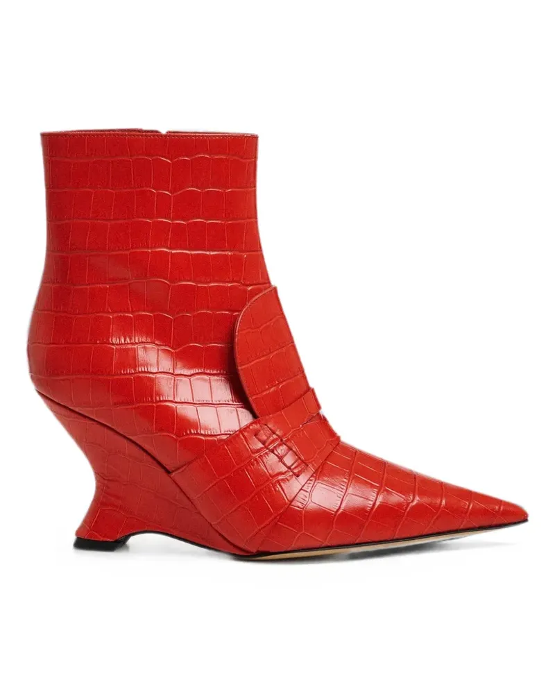 Essentiel Stiefeletten mit Kroko-Optik - Rot Rot