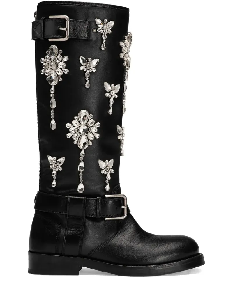 Dolce & Gabbana Stiefeletten mit Kristallen - Schwarz Schwarz