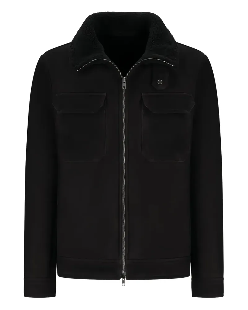 Salvatore Santoro fleece-collar suede jacket - Schwarz Schwarz