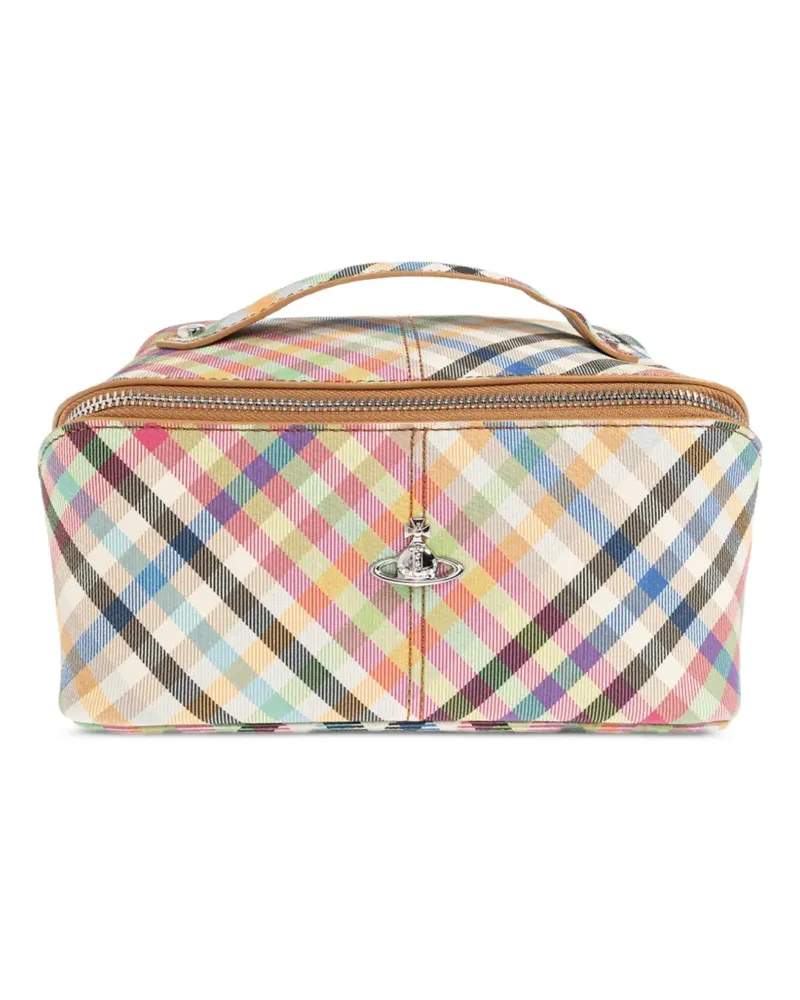 Vivienne Westwood Orb-plaque check-pattern make-up bag - Nude Nude