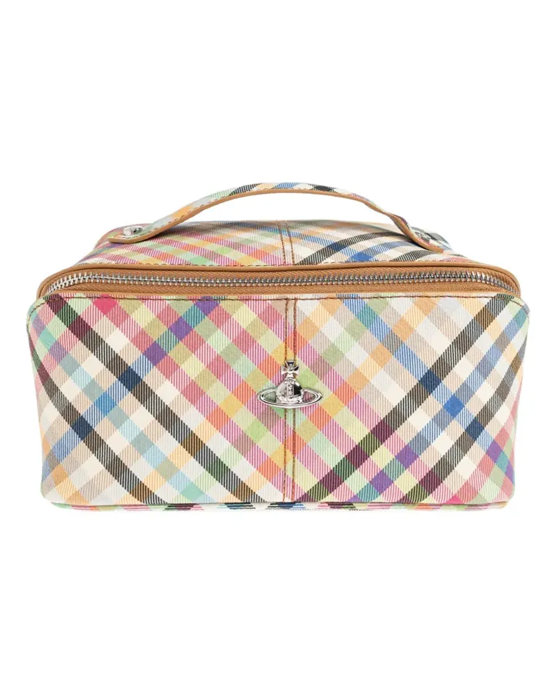 Vivienne Westwood Orb-plaque check-pattern make-up bag - Nude Nude