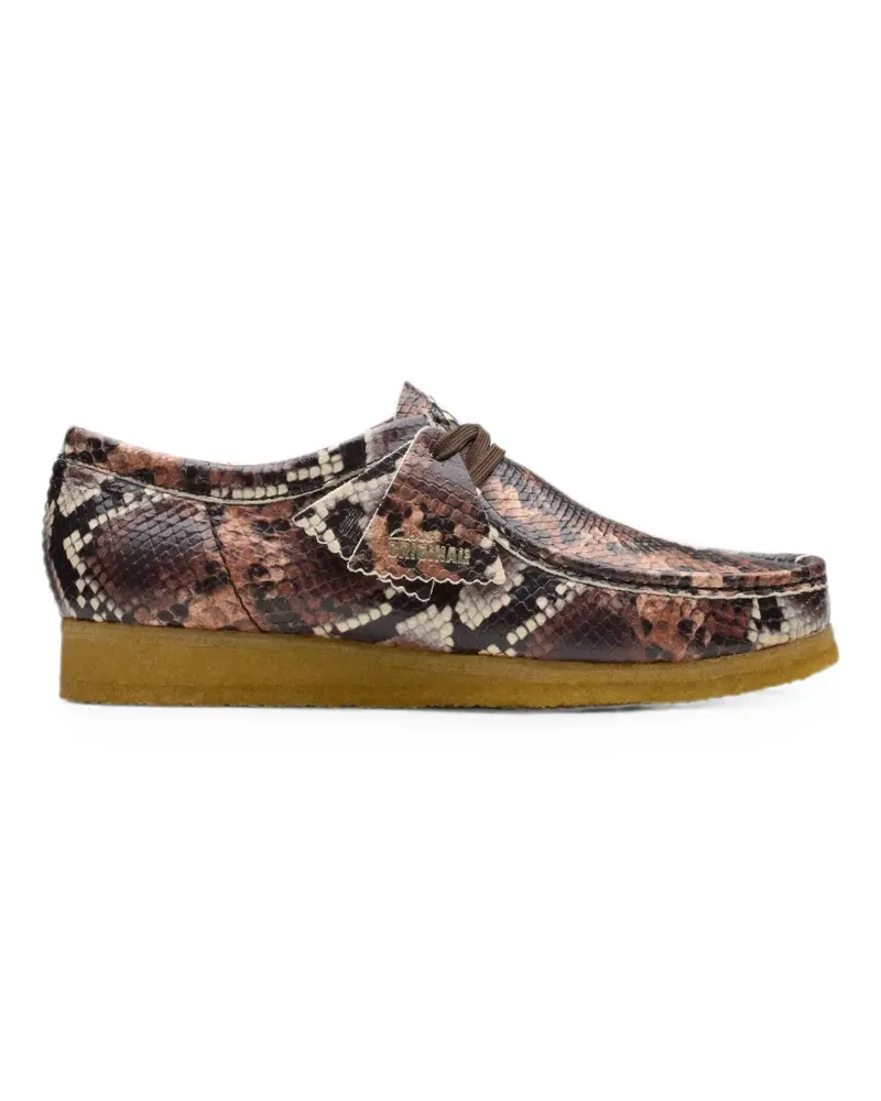 Clarks Wallabee snake-print boat shoes - Braun Braun
