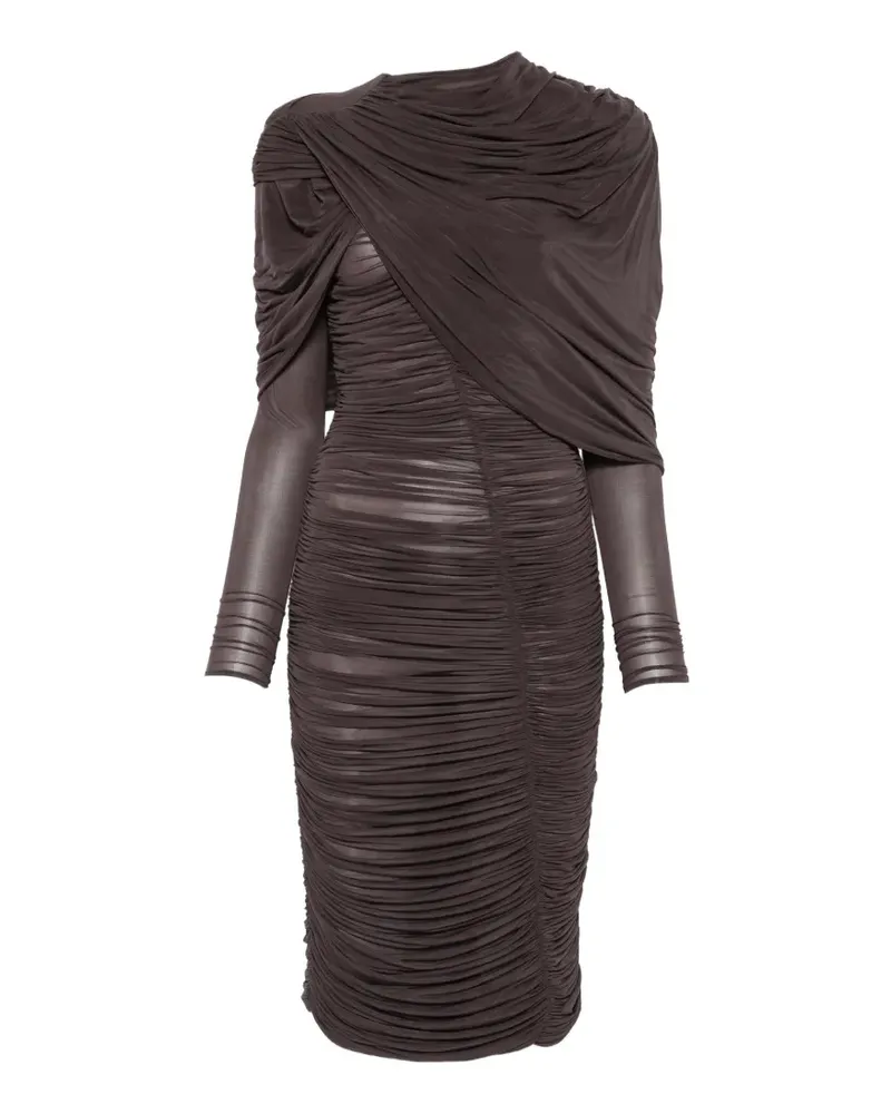 Magda Butrym Gerafftes Midikleid mit drapiertem Detail - Braun Braun