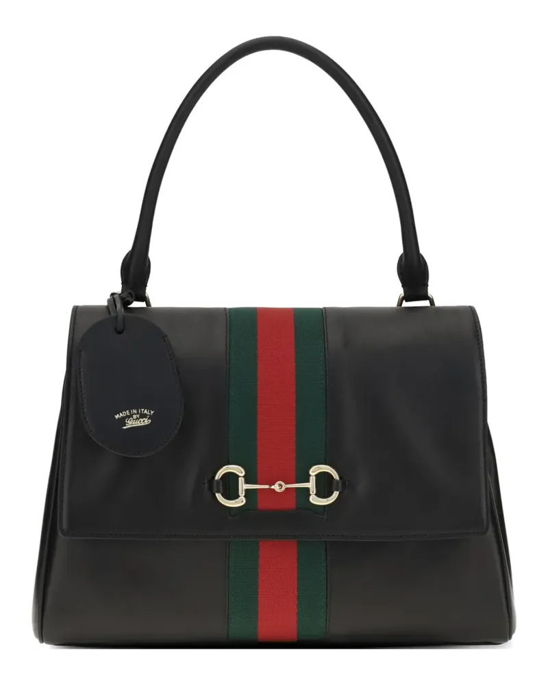 Gucci medium Paparazzo Horsebit Web tote bag - Schwarz Schwarz