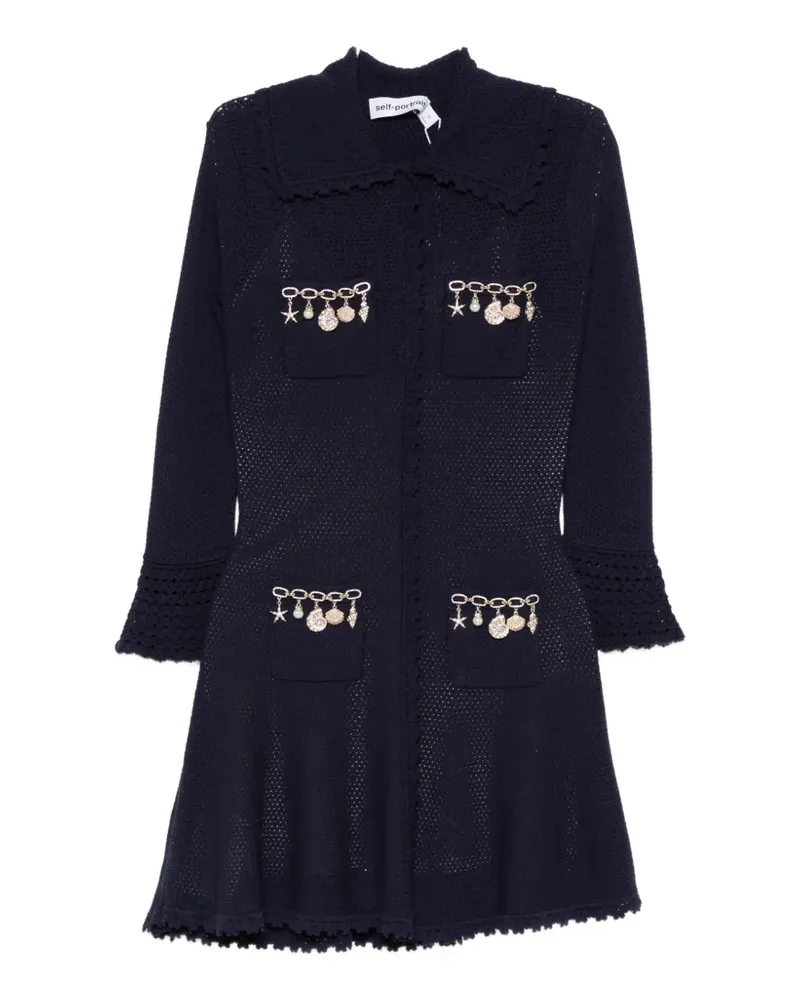 Self-Portrait charm-embellishment mini dress - Blau Blau