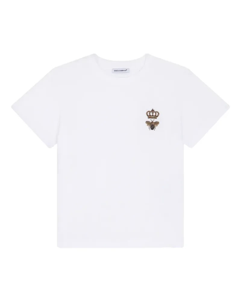 Dolce & Gabbana T-Shirt mit Bienenstickerei - Weiß Weiß