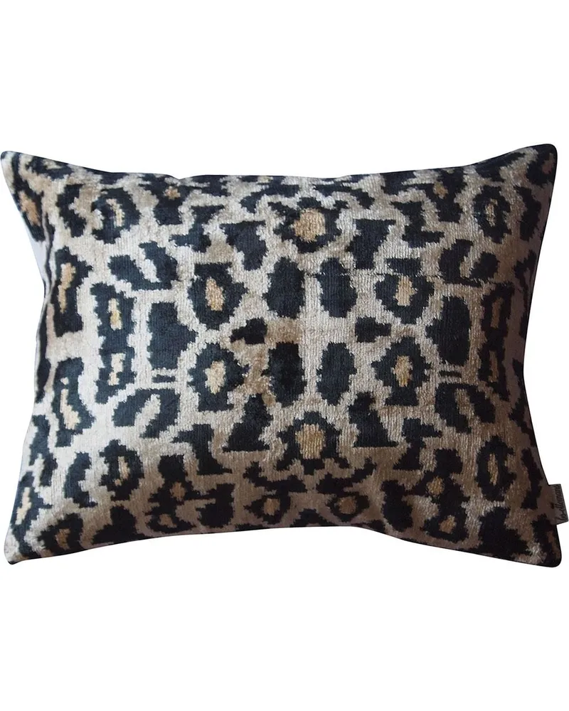 Les-Ottomans Samtkissen mit Leoparden-Print Schwarz