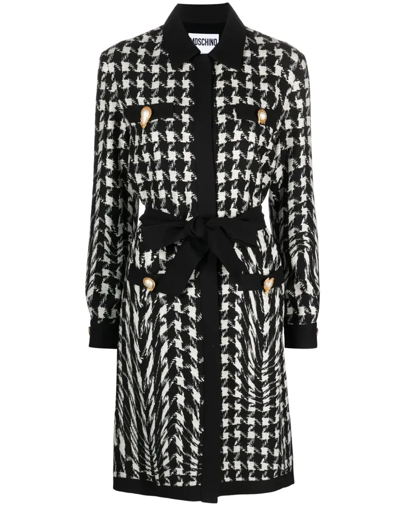 Moschino Hemdkleid mit Hahnentrittmuster - Schwarz Schwarz