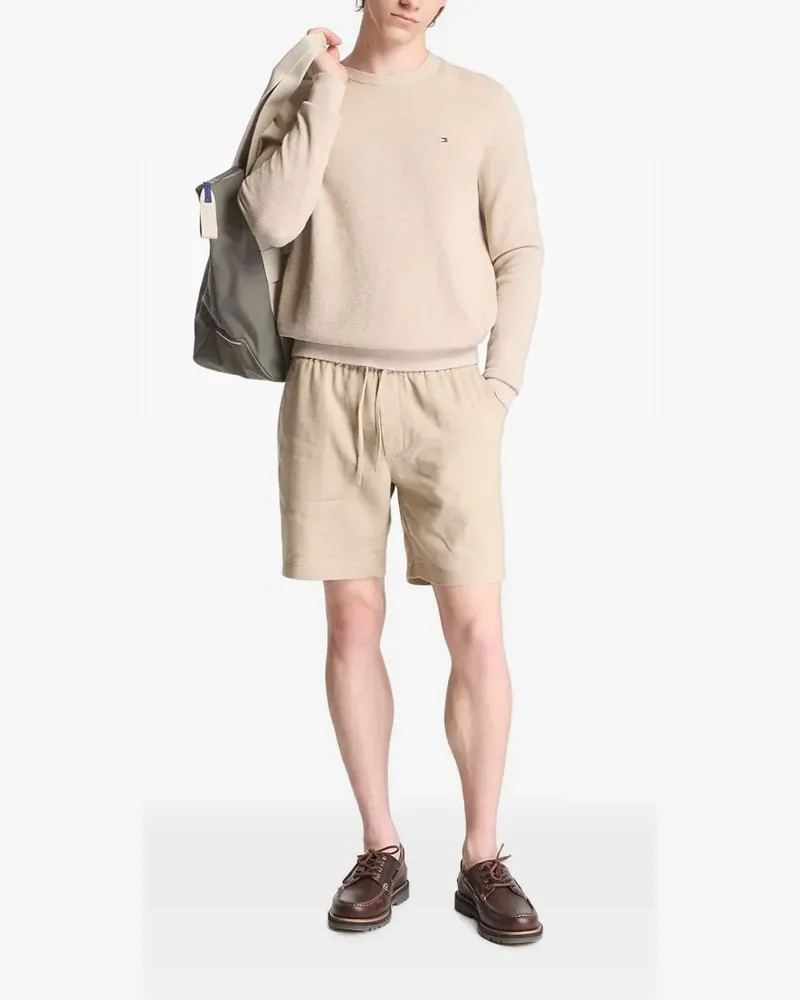 Tommy Hilfiger logo-embroidered waffle-knit sweater - Nude Nude