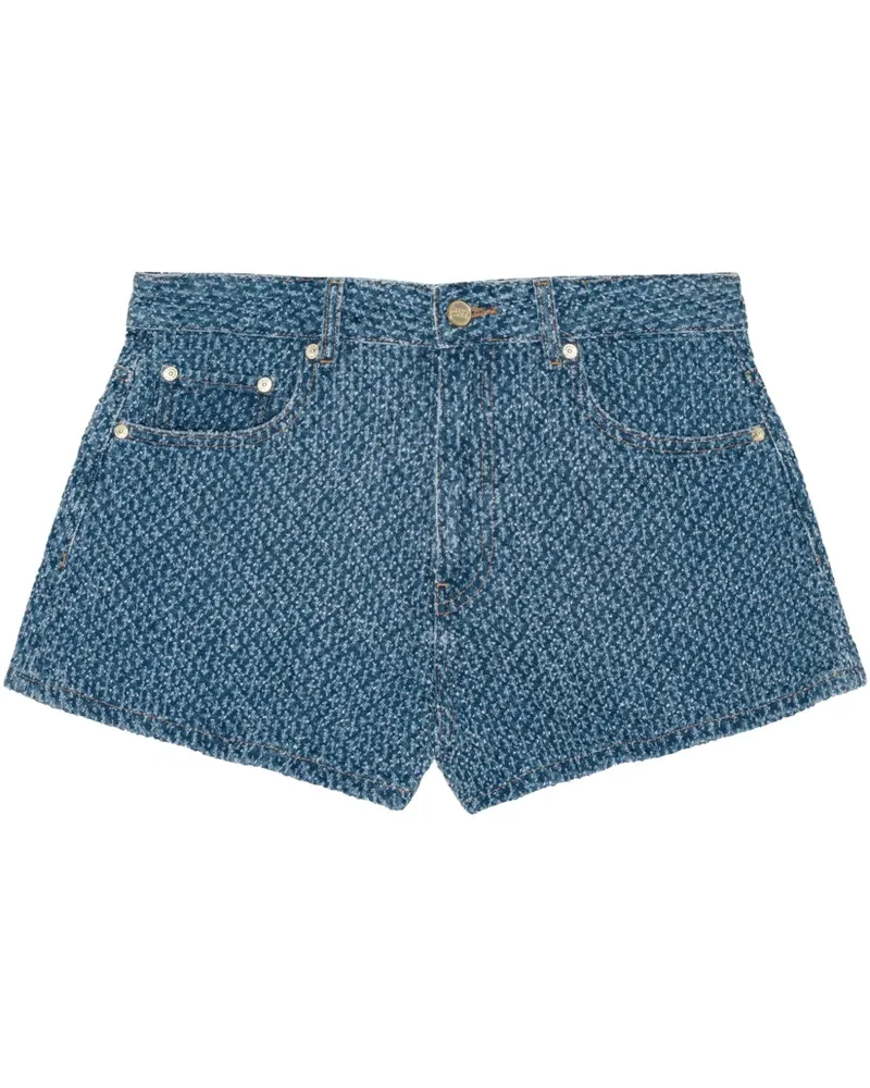 Ganni Shorts mit Logo-Patch - Blau Blau