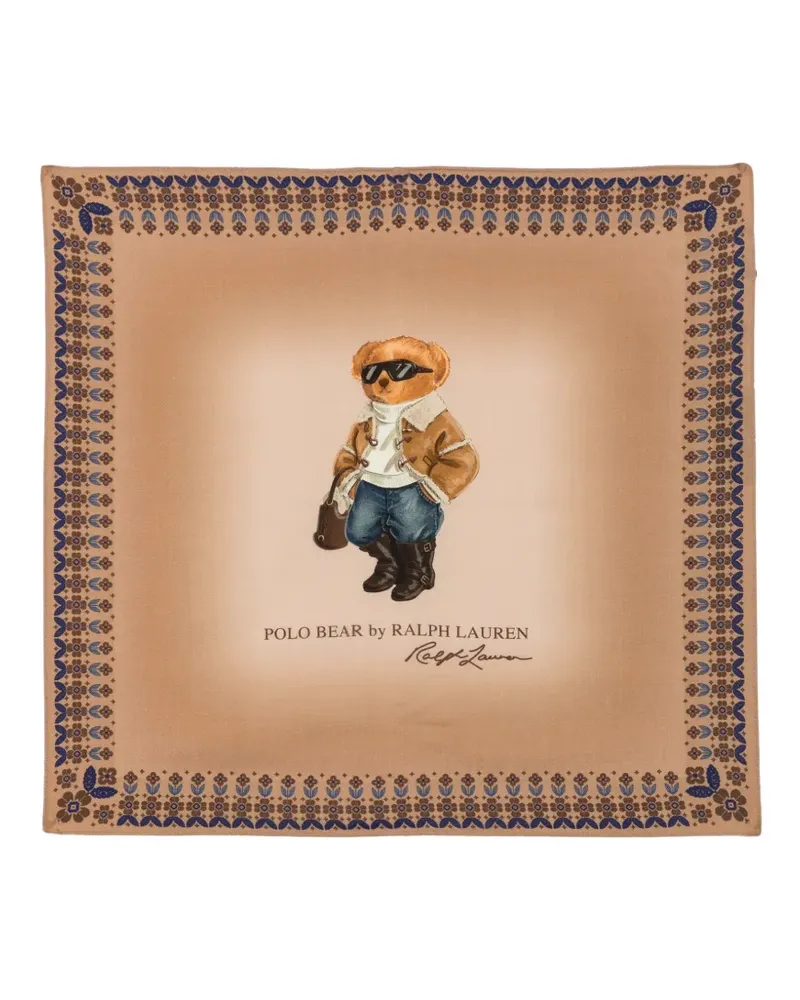 Ralph Lauren Polo Bear Schal mit Blumenborte - Nude Nude