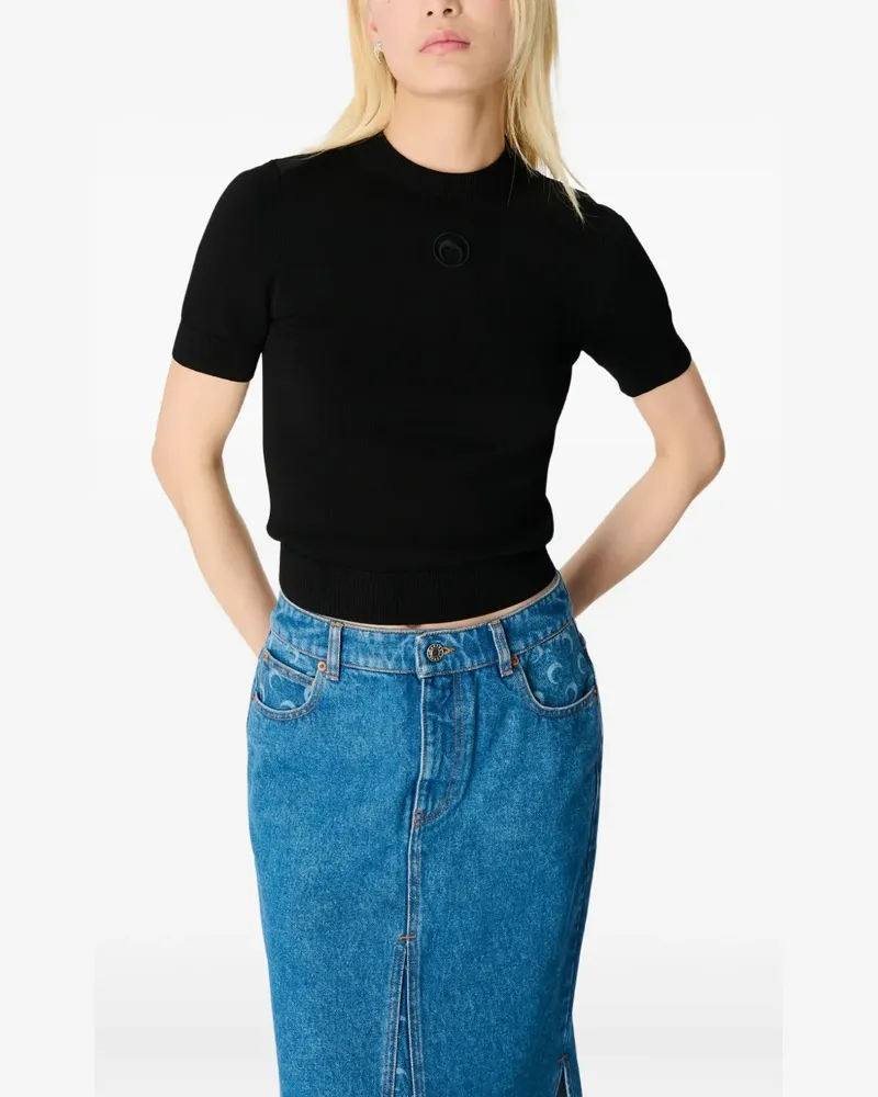 Marine Serre Pullover mit Mond-Logo - Schwarz Schwarz