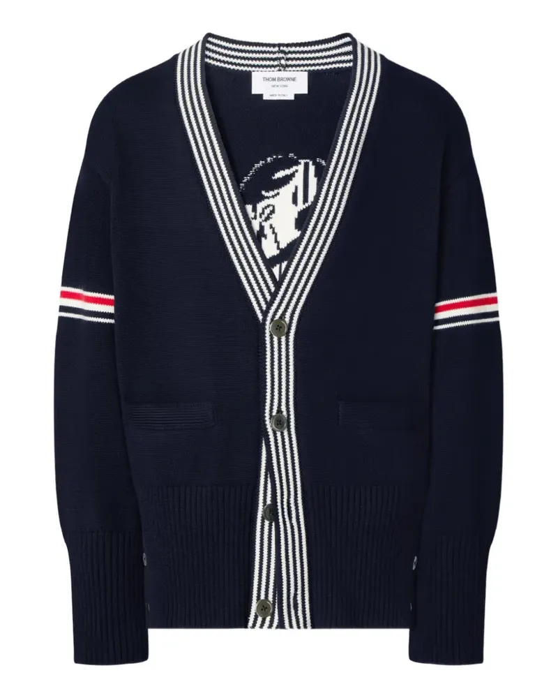Thom Browne lobster-intarsia cardigan - Blau Blau