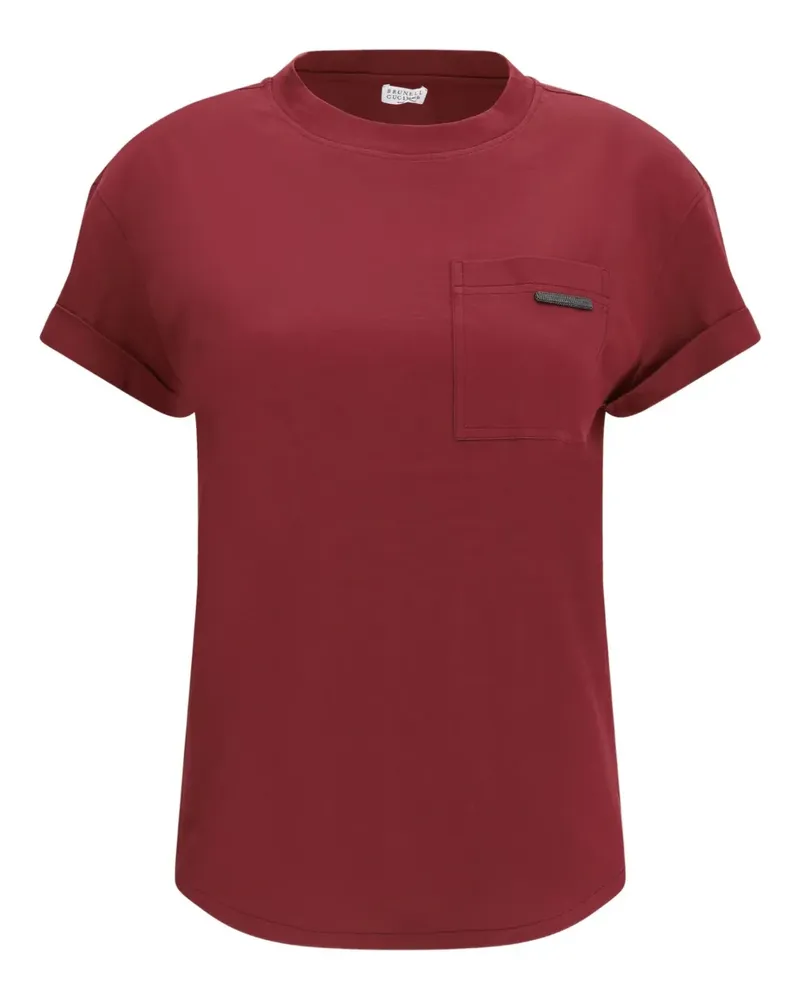 Brunello Cucinelli T-Shirt mit aufgesetzter Monili-Tasche - Rot Rot
