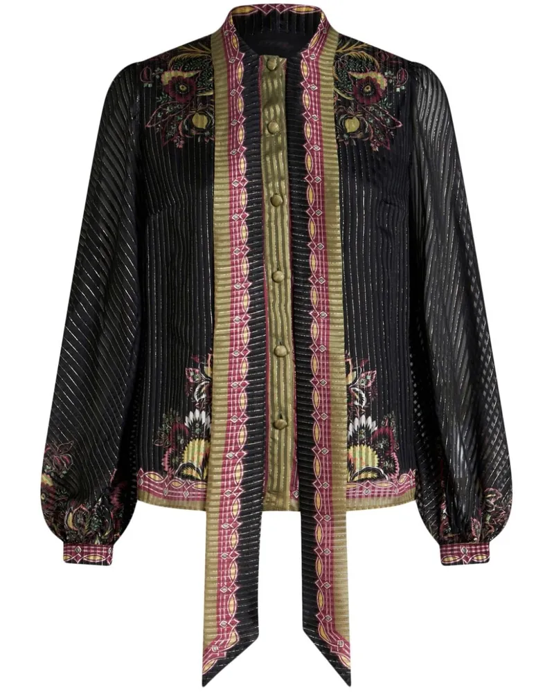 Etro Seidenbluse mit Schleifenkragen - Schwarz Schwarz
