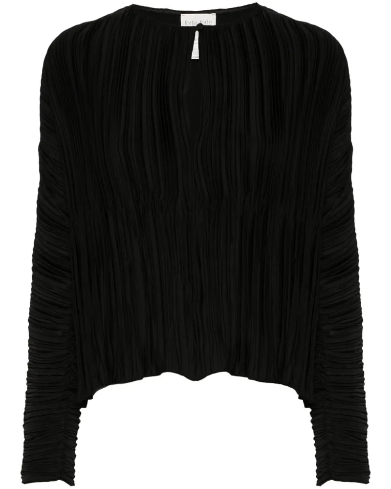 forte_forte Plissierte Bluse - Schwarz Schwarz