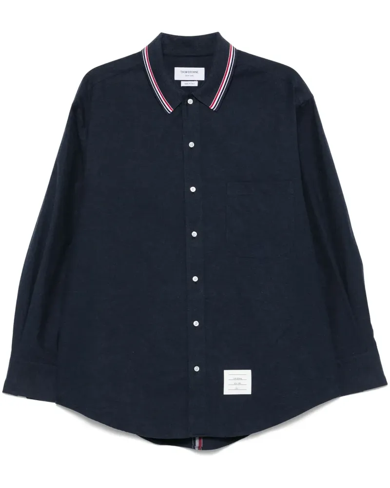 Thom Browne Flanellhemd mit RWB-Streifen-Print - Blau Blau