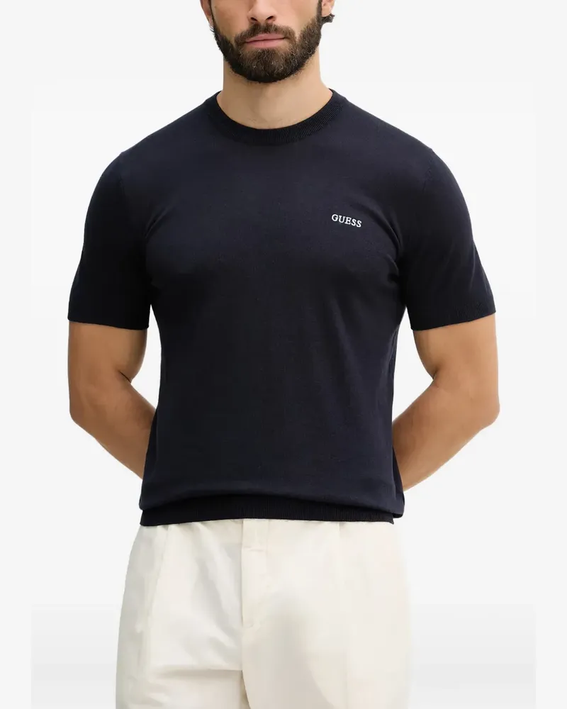 Guess logo-embroidered short-sleeve T-shirt - Blau Blau