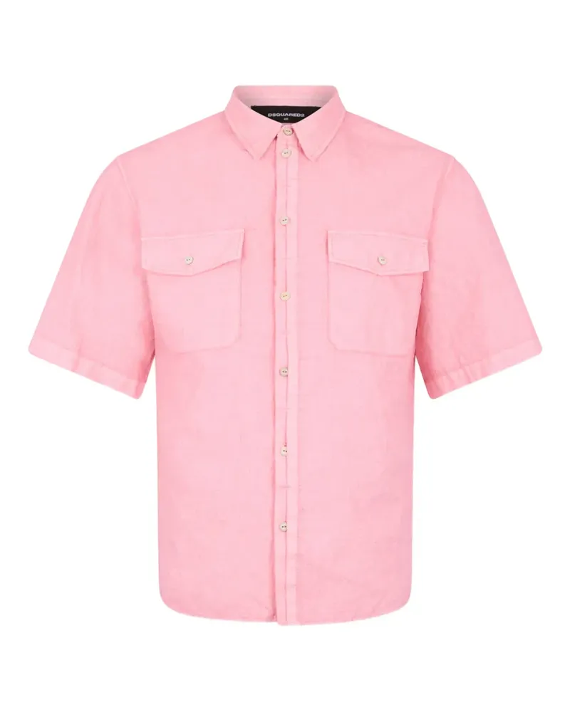 Dsquared2 Kurzärmeliges Leinenhemd - Rosa Rosa
