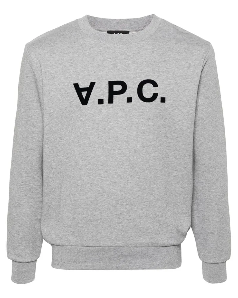 A.P.C. Sweatshirt mit beflocktem Logo Grau