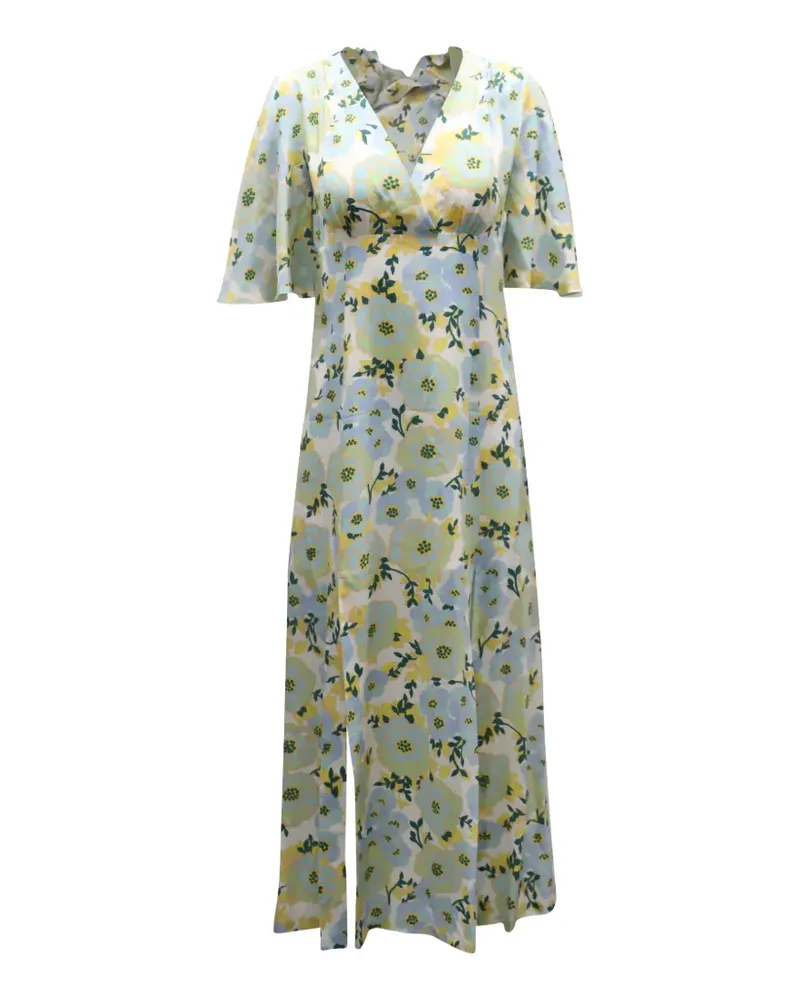 Sandro bell-sleeve floral dress - Blau Blau
