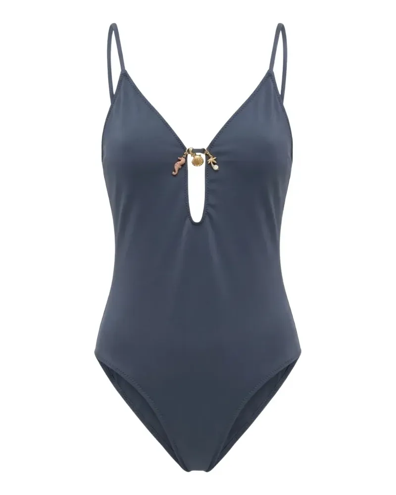 MC2 Saint Barth charm-embellished swimsuit - Blau Blau