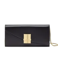 Ferragamo Fiamma Portemonnaie mit Kette Schwarz