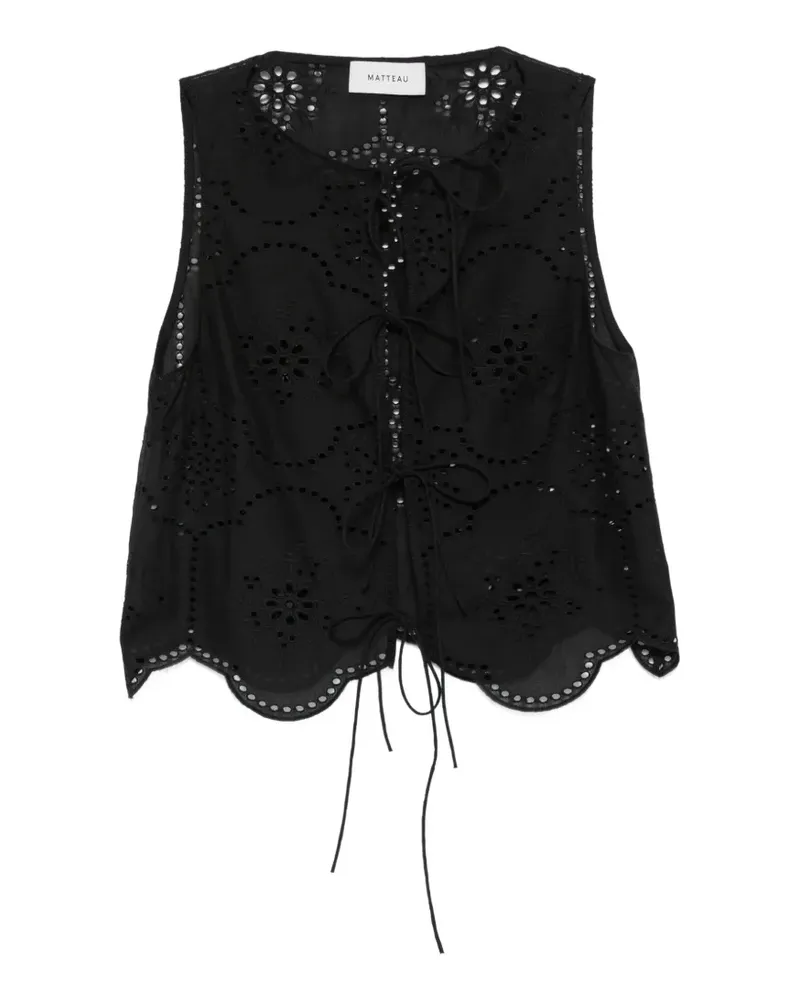 Matteau broderie tie-fastening blouse - Schwarz Schwarz