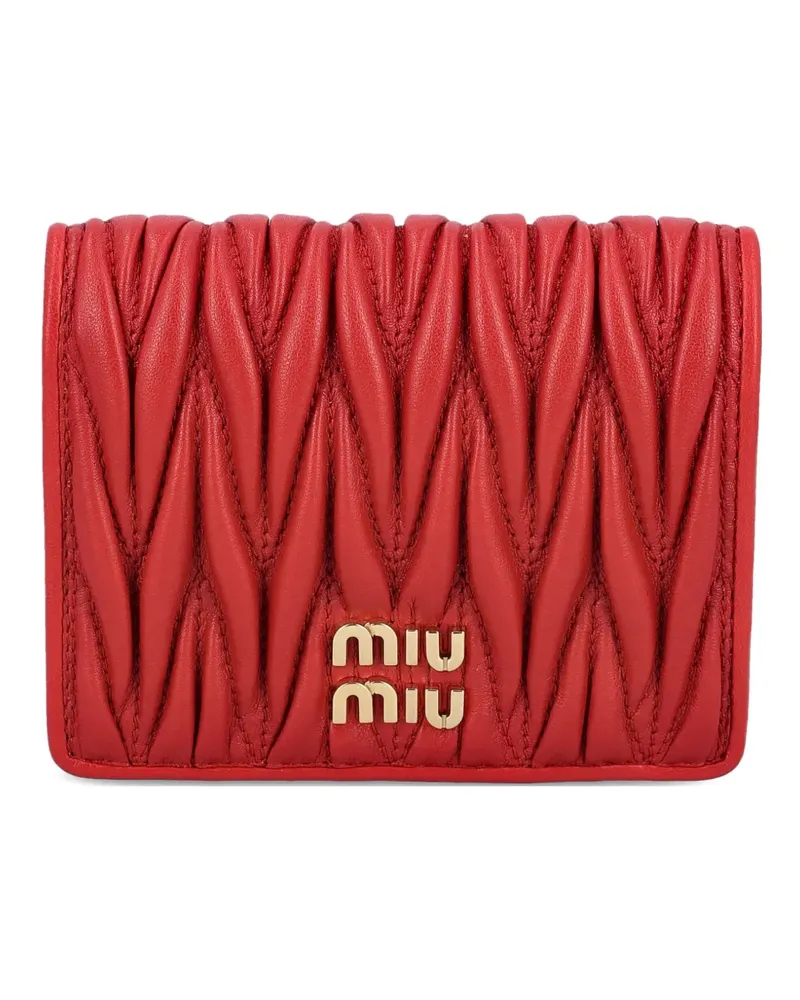Miu Miu Gestepptes Portemonnaie mit Logo - Rot Rot