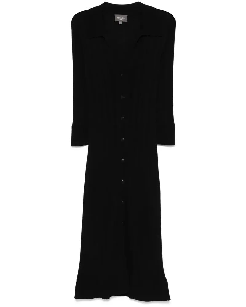 Eric Bompard Geripptes Midikleid - Schwarz Schwarz