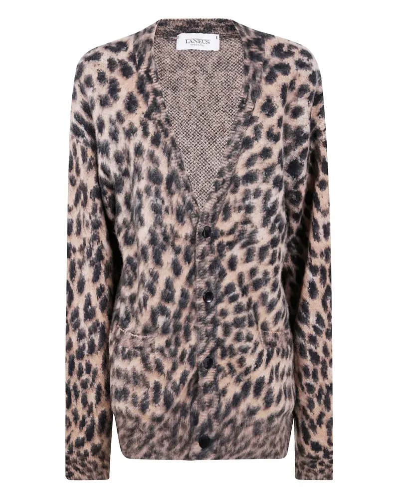 Laneus leopard-print button-up cardigan - Nude Nude