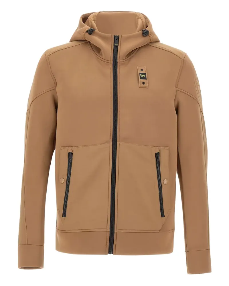 Blauer Kapuzenjacke mit Reißverschluss - Braun Braun