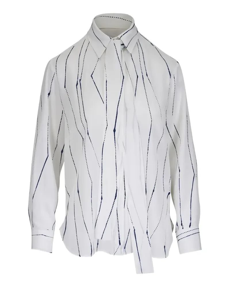 Kiton tie striped blouse - Weiß Weiß