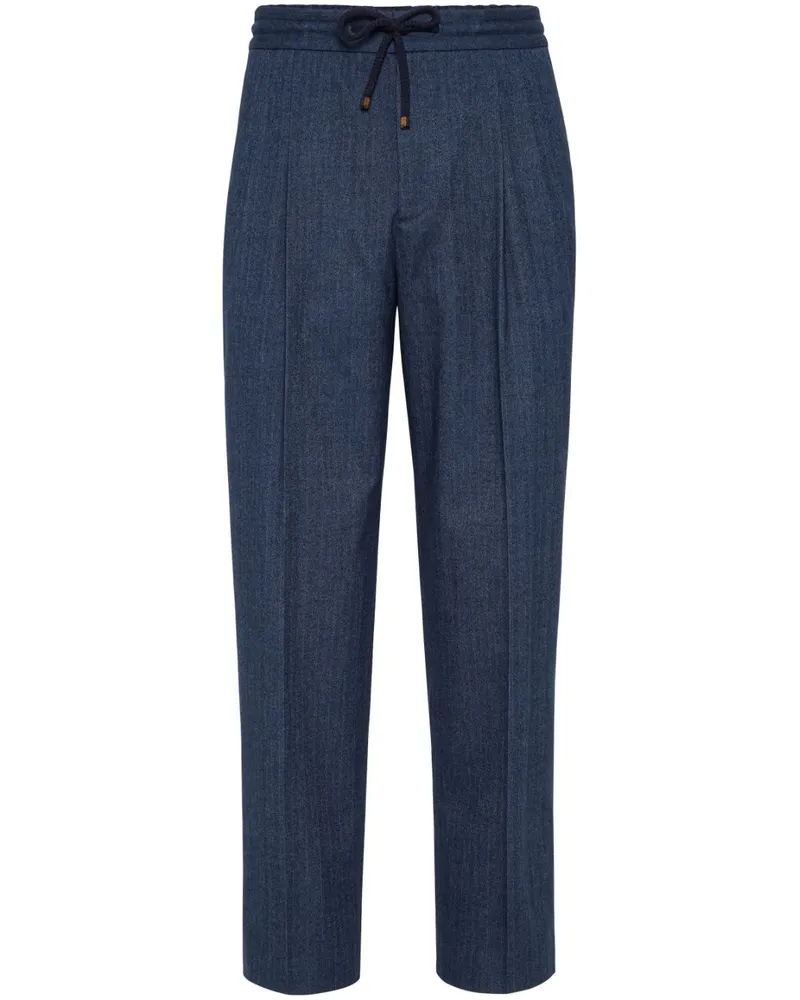 Brunello Cucinelli Ausgestellte Hose mit Kordelzug - Blau Blau