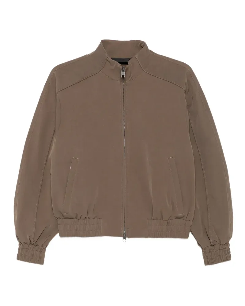 RAINS logo-patch zip-up jacket - Braun Braun
