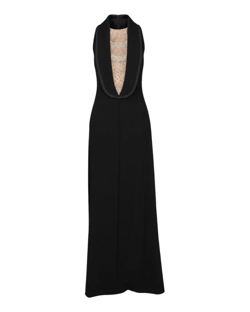 Elisabetta Franchi Red Carpet Kleid aus leichtem Kreppstoff mit Stickerei - Schwarz Schwarz