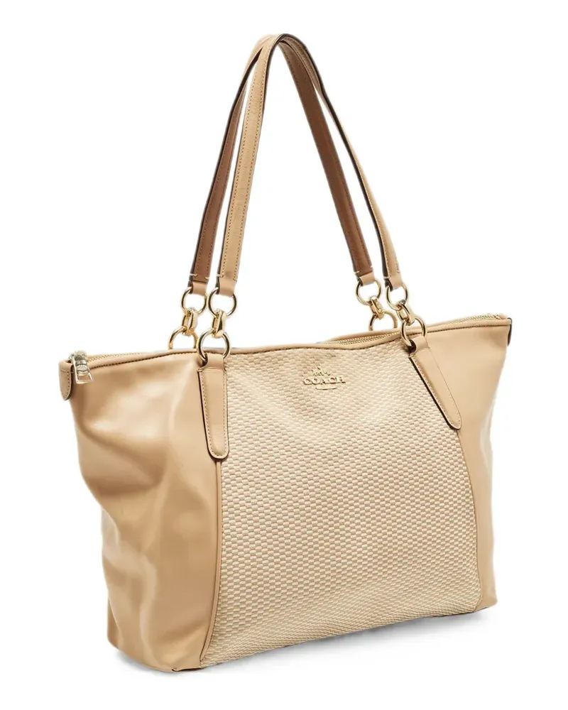 Coach Ava canvas calf leather tote bag - Nude Nude