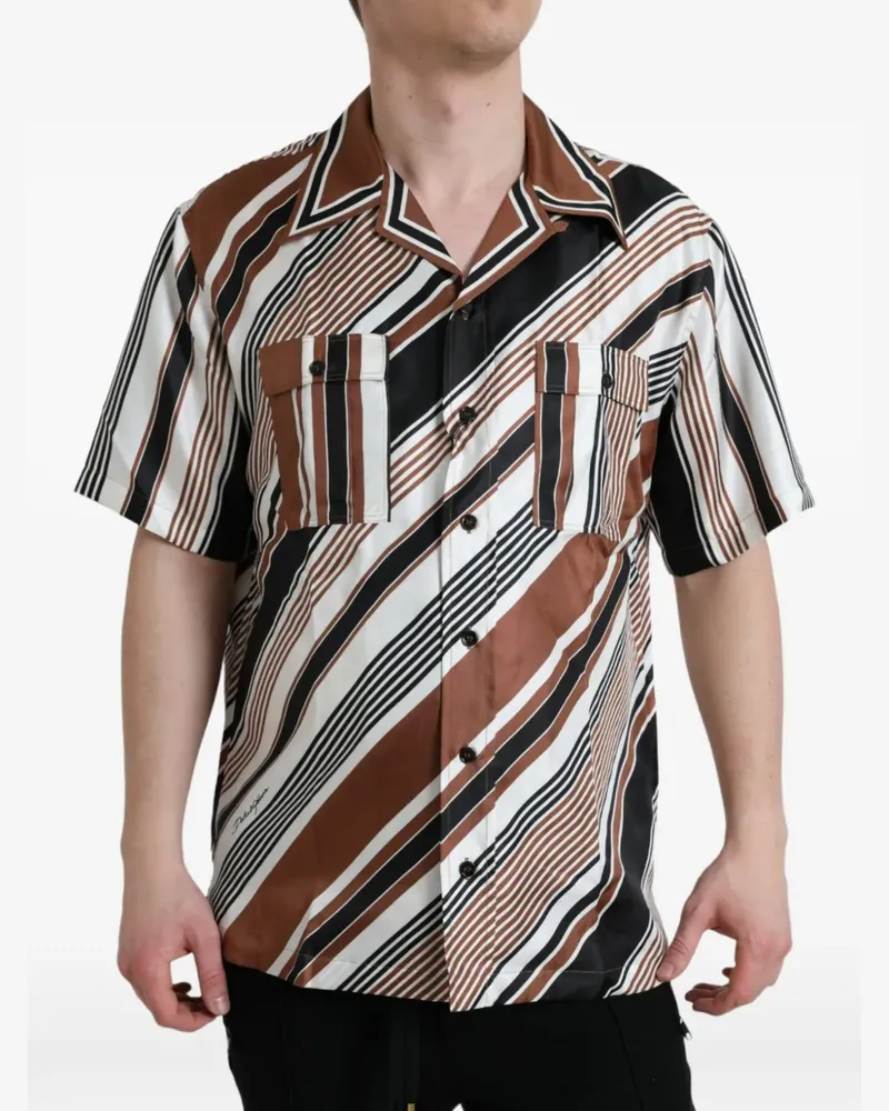 Dolce & Gabbana Seidenhemd mit diagonalen Streifen - Braun Braun