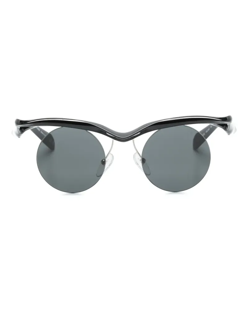 Prada Runway Sonnenbrille mit rundem Gestell - Schwarz Schwarz