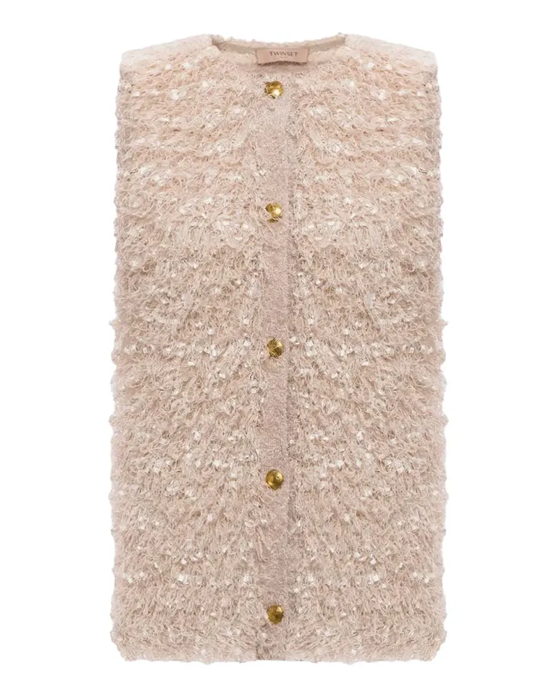 Twin-Set sequin-embellished faux-fur vest - Nude Nude