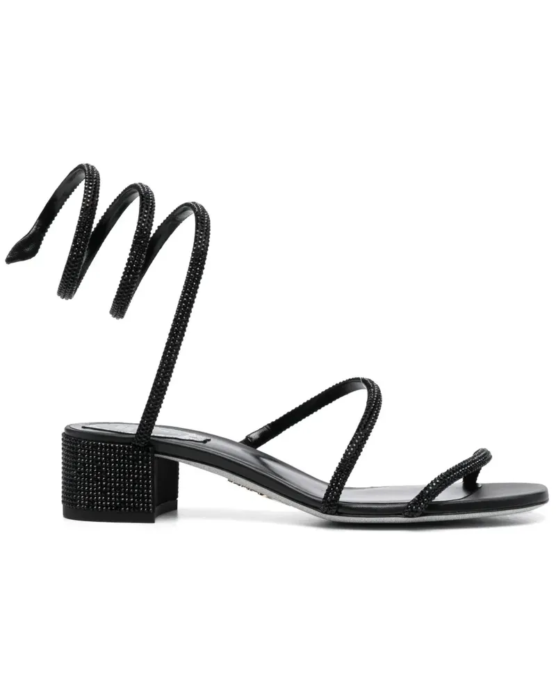 René Caovilla Cleo Sandalen mit Kristallen 35mm - Schwarz Schwarz