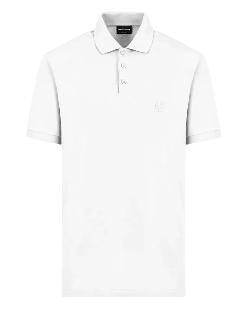 Giorgio Armani buttonned logo-embroidered polo shirt - Weiß Weiß