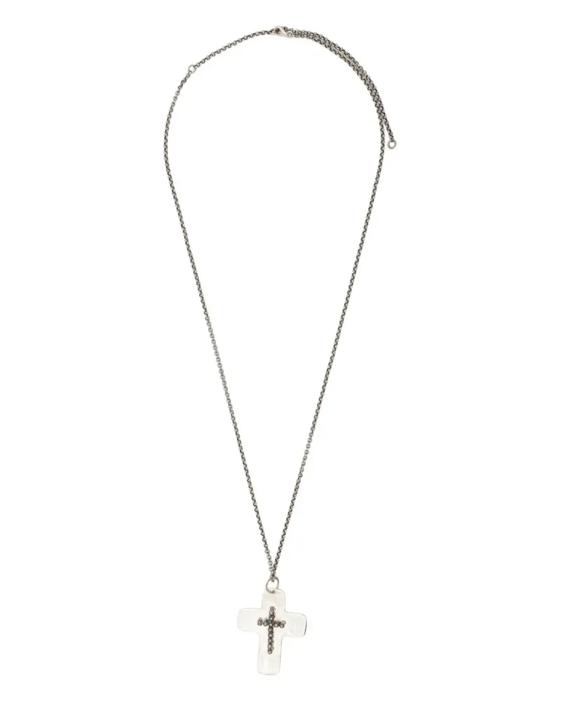 Rosa Maria Halskette aus Sterlingsilber mit Diamantkreuz Silber