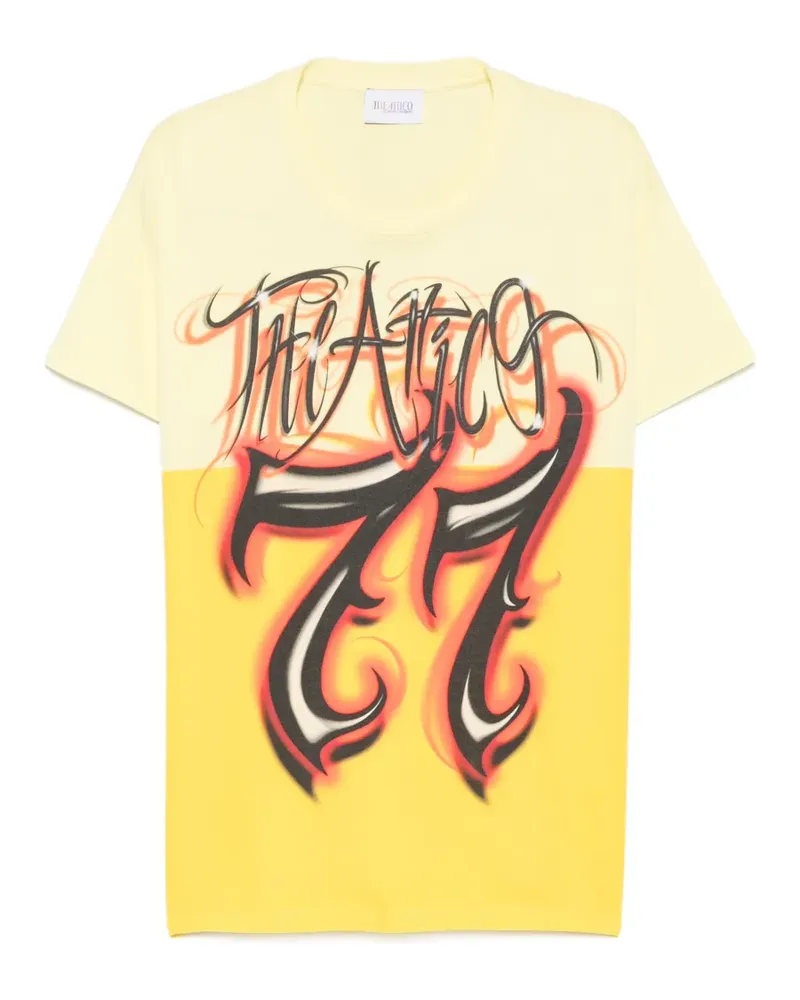 ATTICO logo-print panelled T-shirt - Gelb Gelb