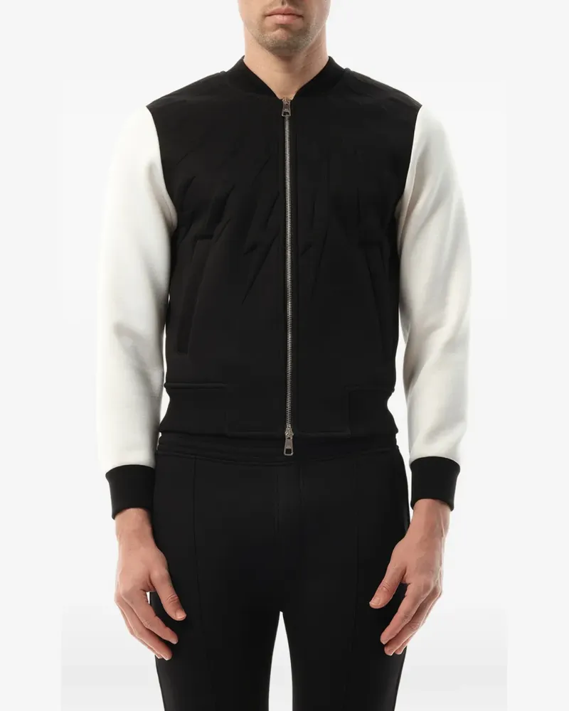 Neil Barrett Kapuzenjacke mit Fair-Isle-Blitz - Schwarz Schwarz