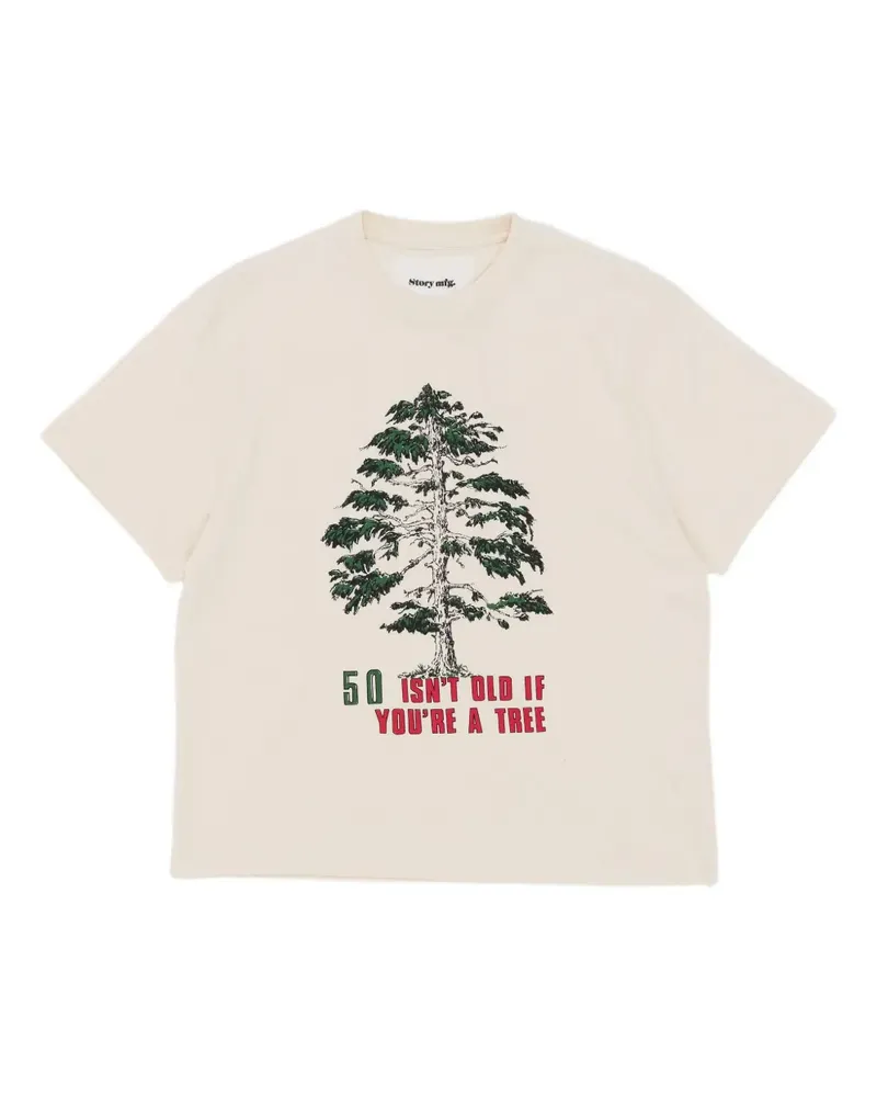 STORY mfg. T-Shirt mit Baum-Print - Nude Nude