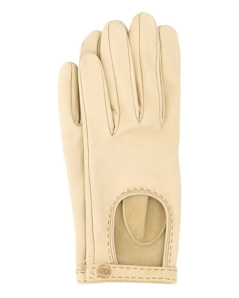 Valentino Garavani cut out-detail leather gloves - Nude Nude